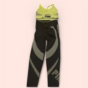 PINK VS leggings and sports bar set 💚